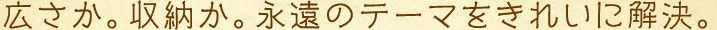 広さか。収納か。永遠のテーマをきれいに解決。