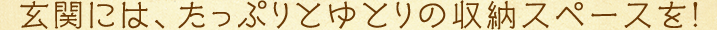玄関には、たっぷりとゆとりの収納スペースを!