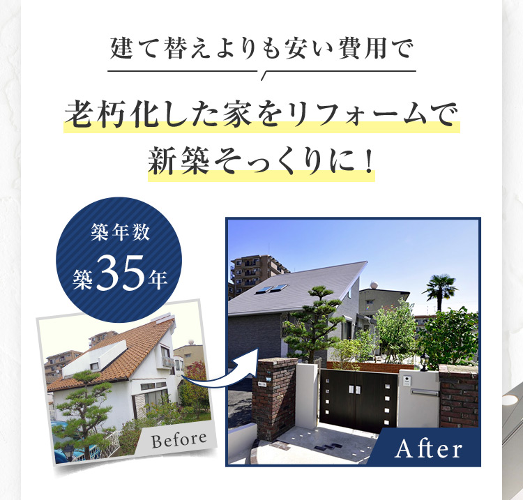 建て替えよりも安い費用で老朽化した家をリフォームで新築そっくりに！